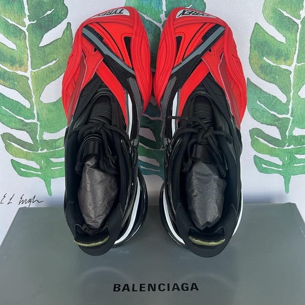 Balenciaga Women’s Tyrex Red and Gray Sneakers - Picture 4 of 14